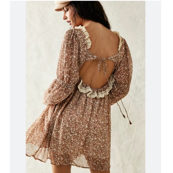 NWT Free People Pennie Printed Babydoll Mini Dress‎ Size Small - Picture 4 of 15